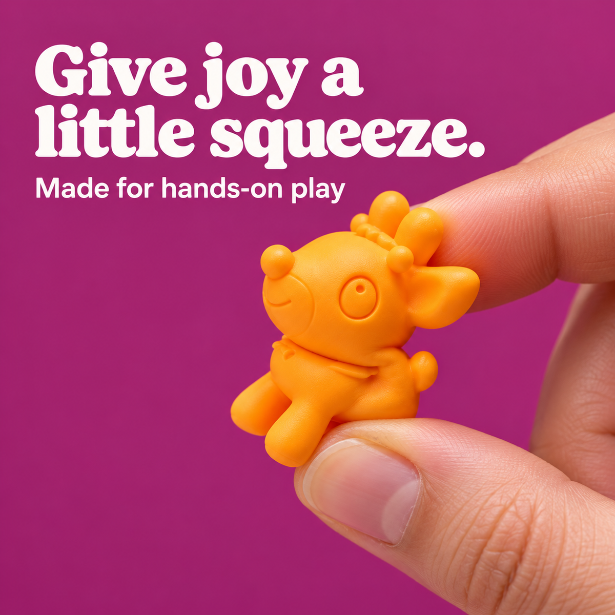 mini squishy toy being squeezed